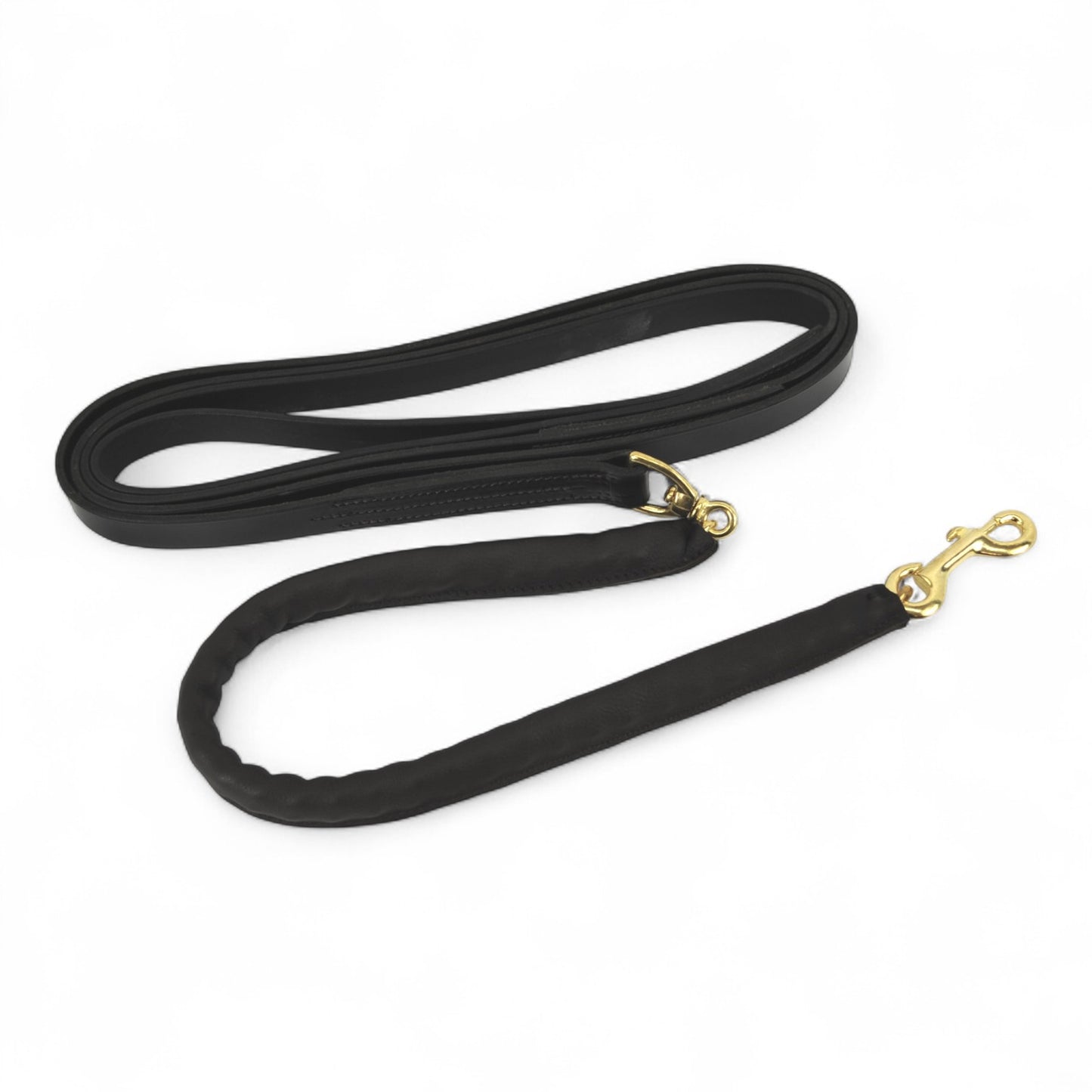 Leather Lead Rein with 30" Leather covered Brass Chain