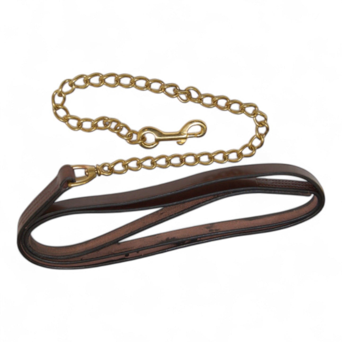 Leather Lead Rein with 30" Brass Chain