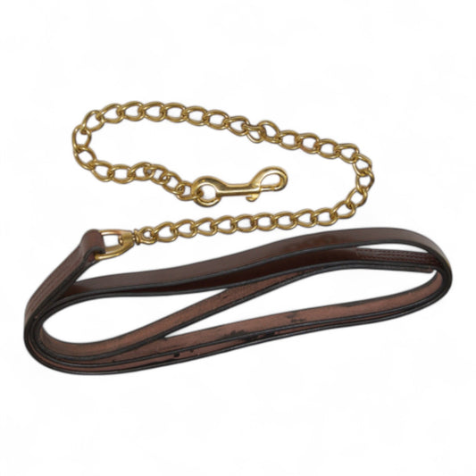 Leather Lead Rein with 30" Brass Chain